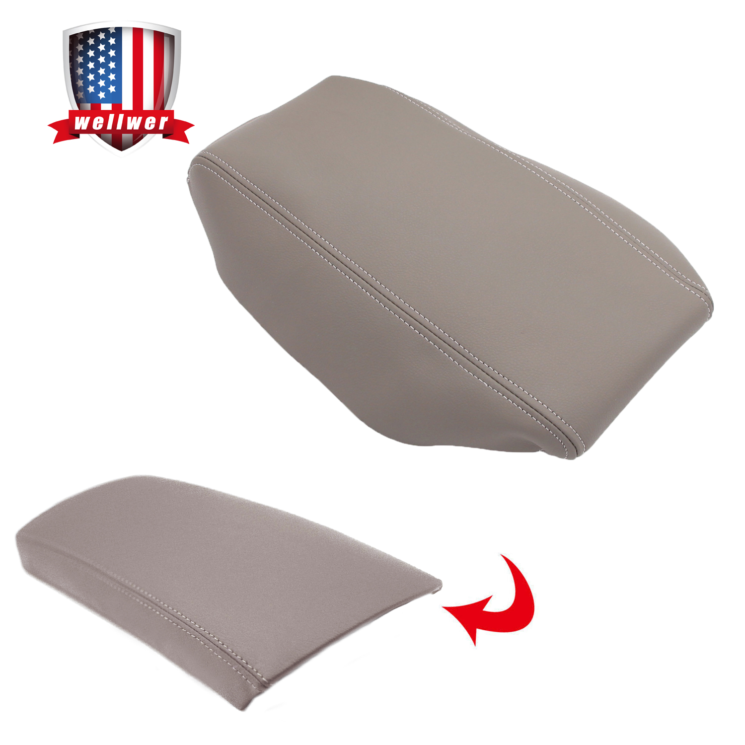 Center Console Lid Armrest Leather Cover Fits for 20042009 Toyota