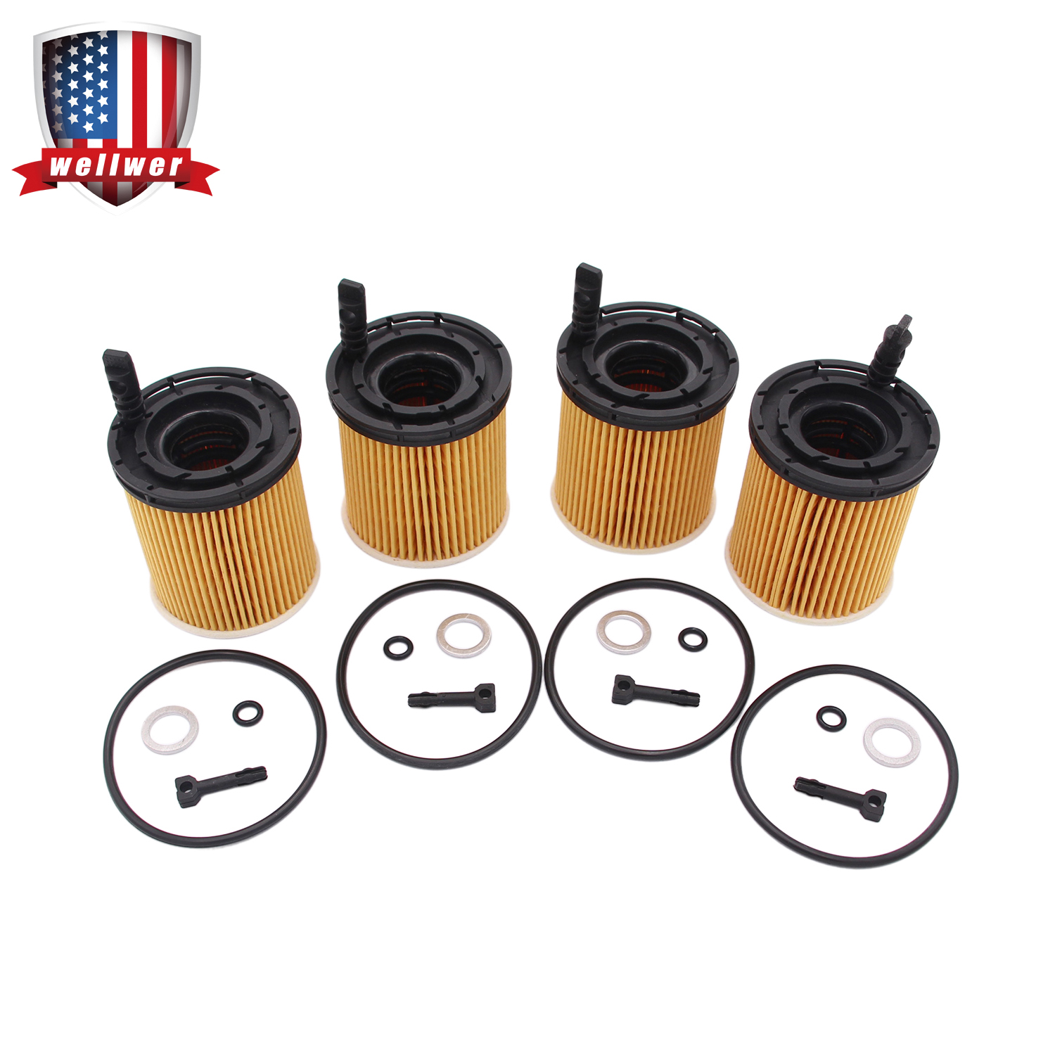 4x Oil Filter Pack w/Seals 263502M000 Fit for 20192020 Kia Rio 1.6L